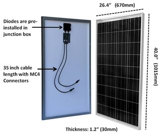 購入 Tpt Backsheetの住宅のケイ素の太陽電池パネル100のワット3.2mm緩和されたガラス online manufacture