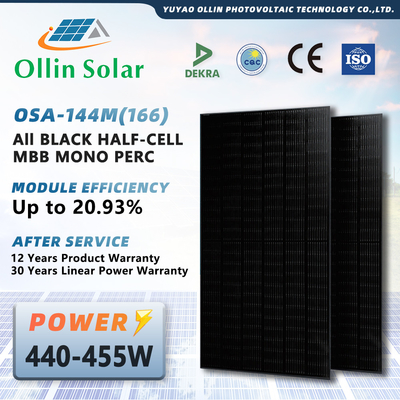 家のための完全で黒い440W 445W 450W 455W 460Wの太陽電池パネルのモノクリスタル太陽電池パネルの半電池の太陽電池パネルのキット